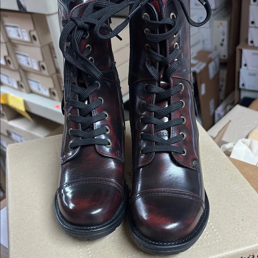 Taos Footwear Women's Dark Red Combat Boots - Picture 3 of 4